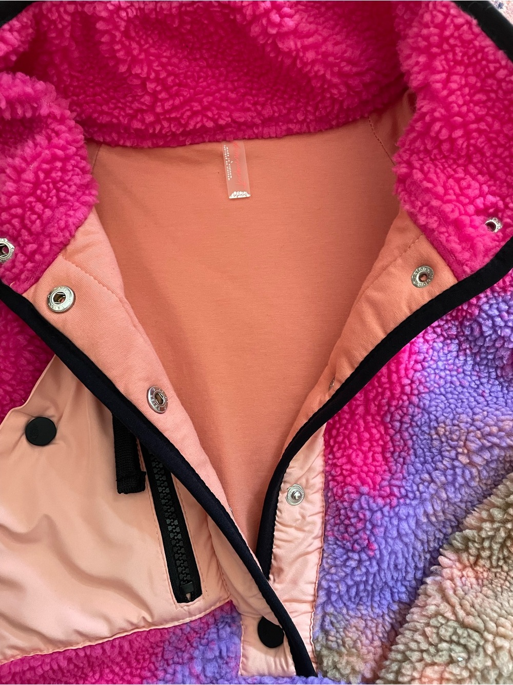 Free People Multicolor Sherpa Pullover Jacket - Pink, Purple, Peach - Picture 6 of 16